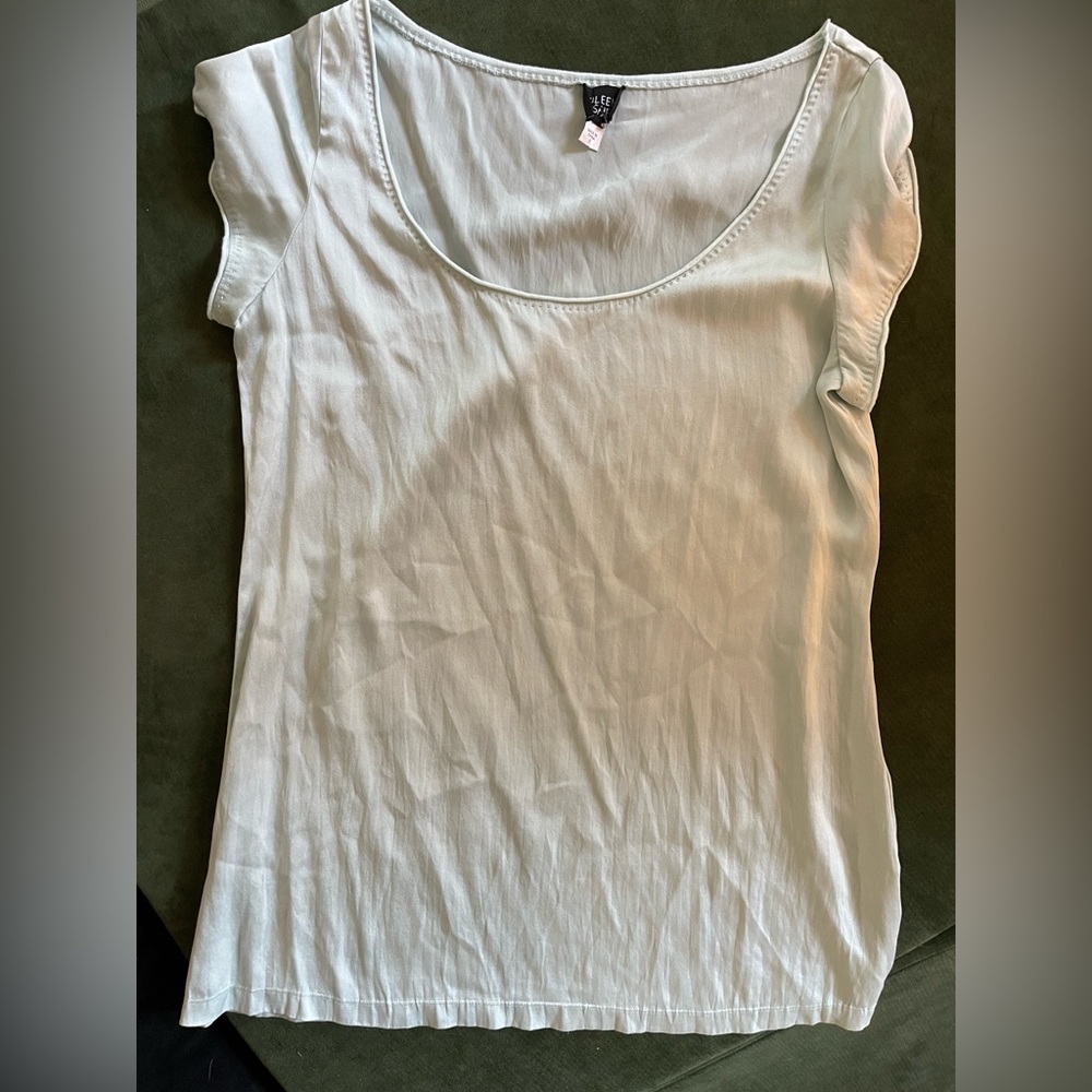 Eileen Fisher pale blue cap sleeve top